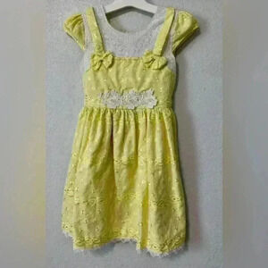 girls casual dress embroidery sleeveless yellow size 4-5‎